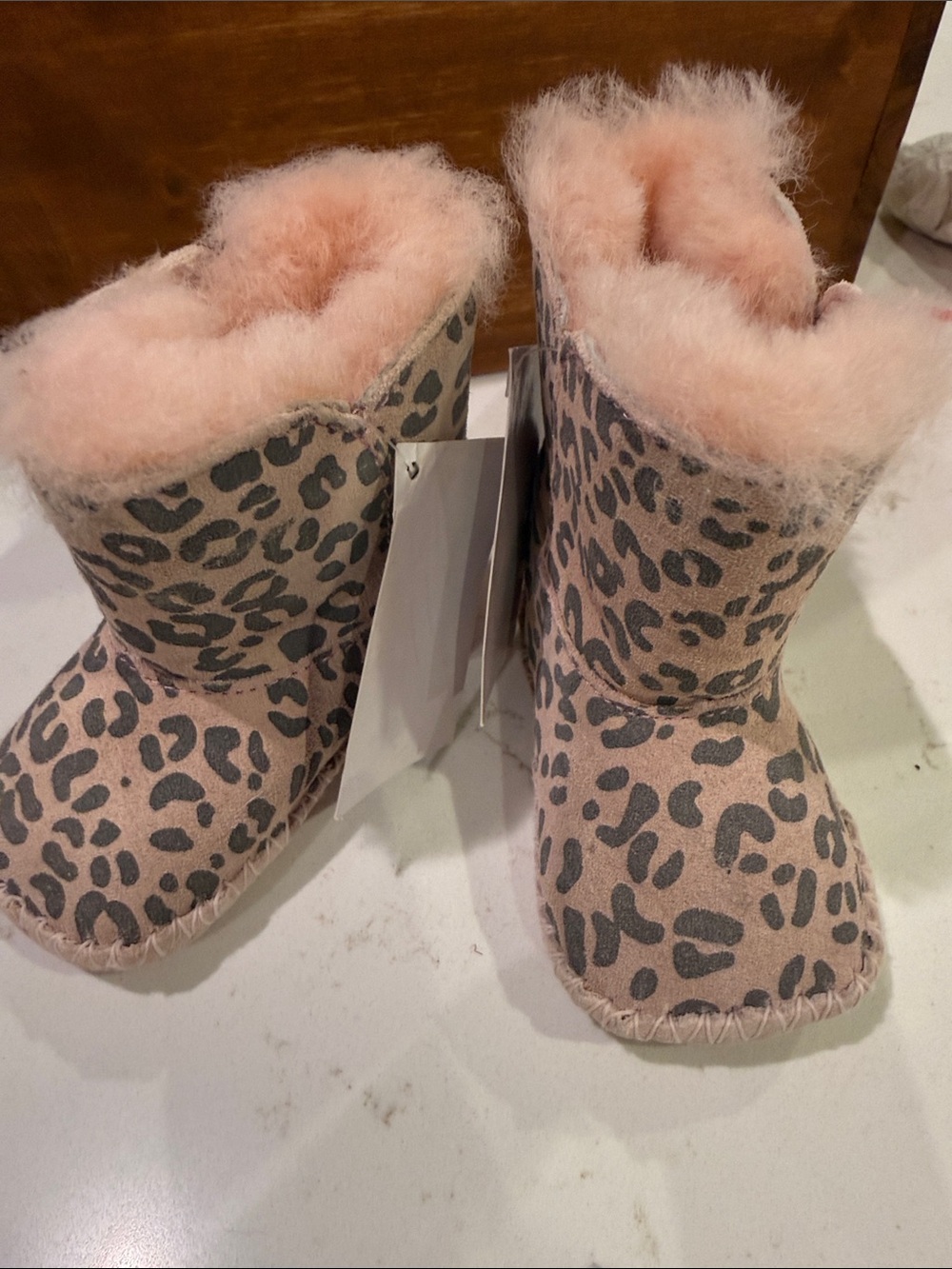 UGG Pink Leopard Print Shearling Baby Boots